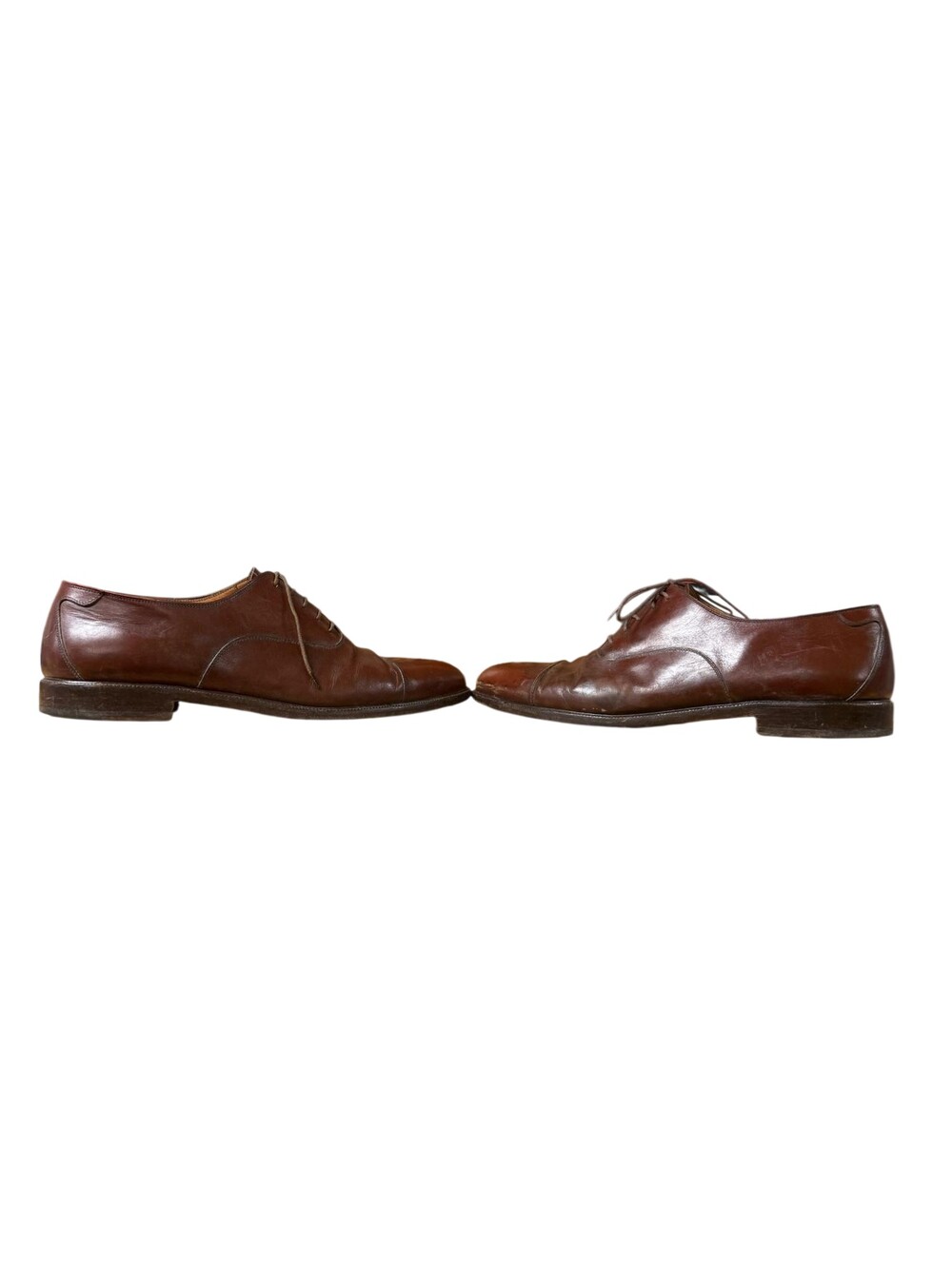 Salvatore Ferragamo Studio Shoes Mens Size 13 Brown Leather Cap Toe Oxford Italy